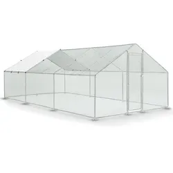 Juskys Freilaufgehege 3x6x2m - Begehbarer Hühnerstall mit 18 m² Lauffläche - Geflügelställe & Geflügelkäfige, ideal für Hühner und Kleintiere, winterfestes, rostfreies Metall und einfacher Aufbau mit sicherer Tür und Riegel.