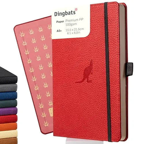 Dingbats* - Notizbuch A5 Blanko, Hardcover aus veganem Leder mit Stifthalter und elastischer Gummiband, ideal zum Schreiben, für Universitätsnotizen, To-Do-Listen und mehr