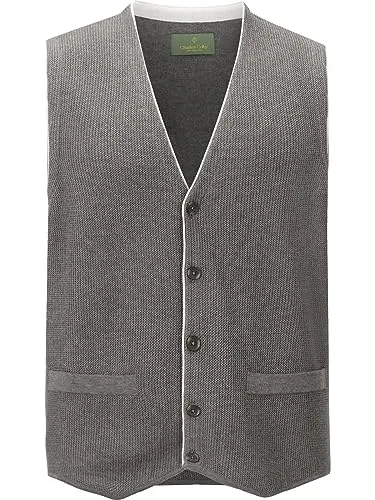 Charles Colby Strickweste KEVAN - Dunkelgrau mit Kontrast-Ausschnitten - Strickweste in klassischem Design aus 50% Baumwolle, ideal für stilvolle Anlässe. Mit kontrastierenden Armausschnitten für einen besonderen Look.