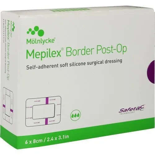 Mepilex Border Post-Op Schaumverband haftend 6x8 cm Inhalt: 10 St