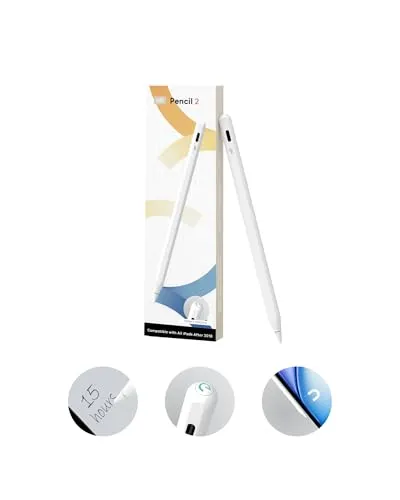 eiP Pencil 2 - Eingabestift für iPads 2018-2025 - Zubehör für Tablet PCs, präziser Eingabestift mit USB-C Anschluss, ideal für kreative Anwendungen und Notizen auf iPads.