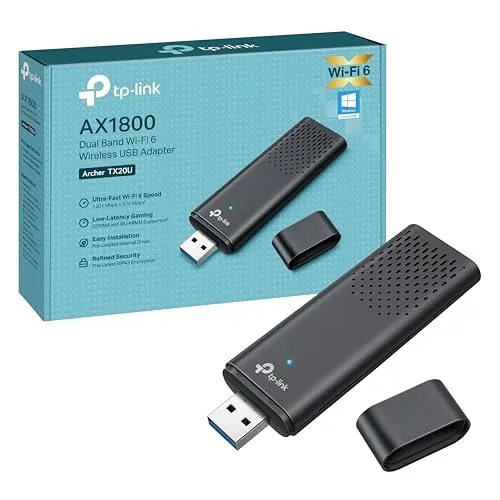 TP-Link Archer TX20U WLAN Stick für PC - WiFi 6 AX1800 Dual Band - WLAN-Zubehör mit blitzschnellem Dualband-WiFi 6 für Geschwindigkeiten bis zu 1800 Mbit/s, ideal für Windows 10/11 und verbesserte Sicherheit durch WPA3.