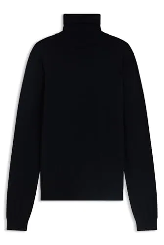 HUGO Herren San Thomas-M Rollkragenpullover aus Merinowolle mit Logo-Stickerei Dunkelblau L