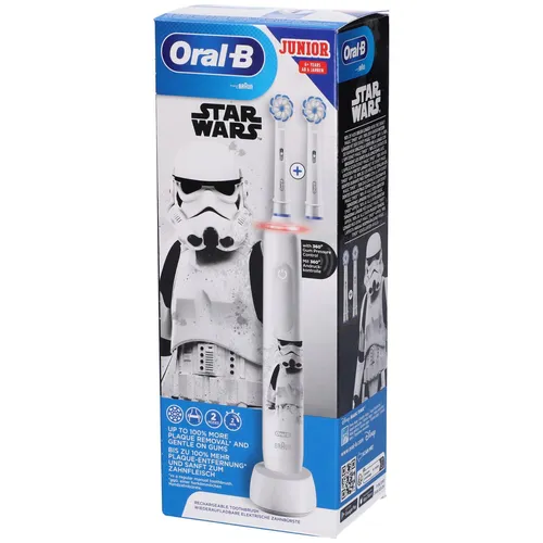 Oral-B Pro 3 Junior - Elektrische Zahnbürste Star Wars für Kinder ab 6 Jahren, mit visueller Andruckkontrolle für sanfte Zahnreinigung