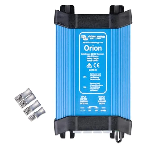 Victron Ladebooster Orion 12/24-25A - DC zu DC Ladebooster für 12V auf 24V, ideal für Doppelbatteriesysteme in Fahrzeugen und Booten, mit hohem Wirkungsgrad von 96% und regelbarer Ausgangsspannung.