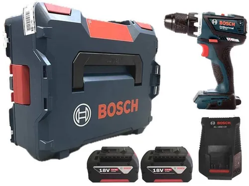 Bosch GSR 18V-EC Akku Bohrschrauber 2x 5.0Ah - Akkuschrauber mit kraftvollem 18V Motor und 2x 5.0Ah Lithium-Ionen Akkus, ideal für anspruchsvolle Arbeiten und lange Einsatzzeiten.