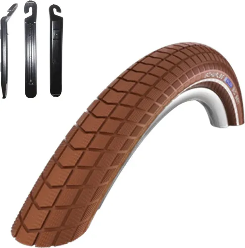 Schwalbe Big Ben Fahrradreifen Fahrradmantel mit Reflex in Braun 55-559 (26 x 2.15) inkl. 3 Reifenheber 1 x
