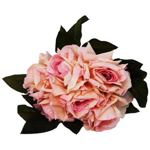 Rosenstrauß in rosa aus Kunststoff Deko Strauß 6 Rosen 23cm hoch