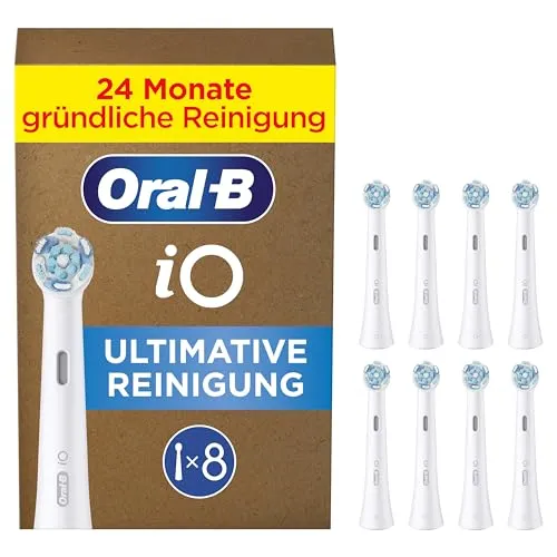 Oral-B iO Aufsteckbürsten - Ultimative Reinigung in weiß, 8 Stück für perfekte Plaque-Entfernung und tiefere Zahnreinigung