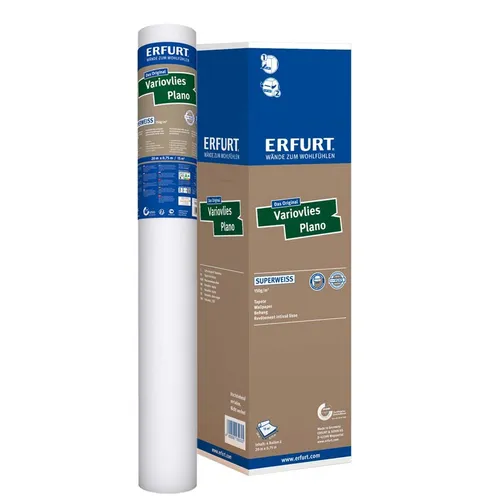 Erfurt Variovlies Plano Superweiss 20 x 0,75 m - Moderne Wandtapete aus Vlies, matt und waschbar, ideal für alle Zimmer; besonders abziehbar und isolierend für ein angenehmes Raumklima.