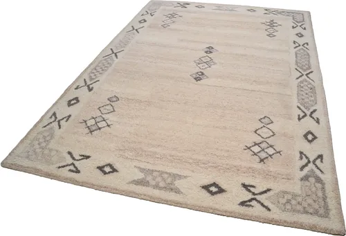 Wollteppich "Royal Berber" - Rechteckig, 18 mm Höhe, Creme - Wollteppiche, 100% Schurwolle in Berber Optik, flauschig und strapazierfähig, ideal für Wohnzimmer & Schlafzimmer.
