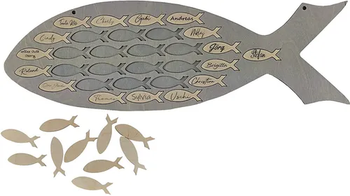 Spruchreif® Holzbild Gästebuch "Fisch" zur Konfirmation - Gästebuch zur Kommunion mit stilvollem Fisch-Motiv, ideal für unvergessliche Erinnerungen und persönliche Botschaften.