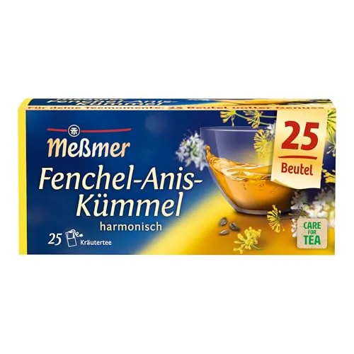 Meßmer Fenchel-Anis-Kümmel | 25 Teebeutel | Vegan | Glutenfrei | Laktosefrei