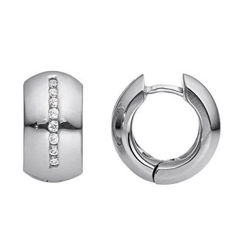 Heideman Ohrringe Damen Lines aus Edelstahl silber farbend poliert Ohrstecker für Frauen mit Stein Zirkonia weiss rund 1,5mm