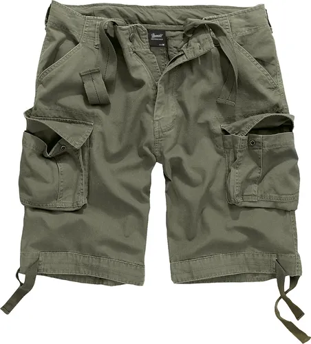 Brandit Urban Legend Shorts in Grün, Größe S für Männer - Herren-Shorts aus gewaschener Baumwolle mit 2 schrägen Einschubtaschen und Tunnelzug für optimalen Tragekomfort und lässigen Style.