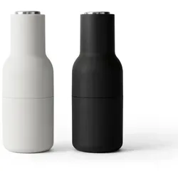 Audo Salz- und Pfeffermühlen-Set Bottle Ash Carbon Steel (2-teilig) - Küchenhelfer mit modernem Design, hochwertigem Keramikmahlwerk und umgedrehtem System für sauberes Mahlen – ideal für anspruchsvolle Köche!