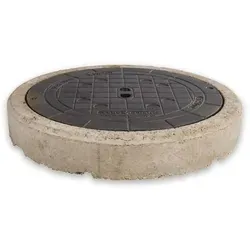 Kombi-Schachtabdeckung rund DN400 aus Beton und Guss B 125 - Robuste Kombi-Schachtabdeckung für Sanitärinstallation, ideal für Straßen und Wege, langlebig und belastbar bis B 125.