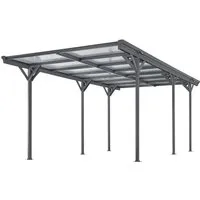 Juskys Carport mit Flachdach 5x3 m – Aluminium Überdachung für Fahrzeuge - Witterungsbeständiger Carport aus leichtem Aluminium mit 15 m² Schutzfläche, ideal gegen Sonne und Regen für Ihr Fahrzeug.