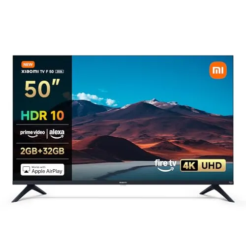 Xiaomi TV F 50, 50 Zoll (127 cm), 4K UHD Smart TV mit Alexa - Erleben Sie brillante 4K UHD-Bilder mit HDR10 und genießen Sie sofortigen Zugriff auf beliebte Streaming-Apps. Integrierte Sprachsteuerung mit Alexa für einfaches Navigieren und Steuern.