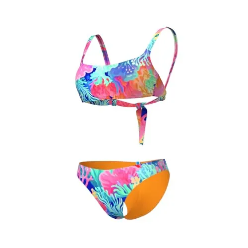 arena Water Prints Damenbikini, Badeanzug aus Elastischem Recyclingstoff, Schnelltrocknend, Strand- und Schwimmbad-Badeanzug für Damen, Damenbadeanzug mit Herausnehmbaren Cups und Top mit Bändern