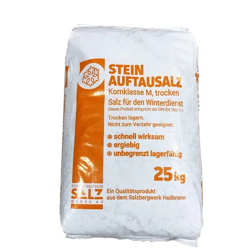 Auftausalz Streusalz 25 kg - Effektives Streugut - Effektives Auftausalz im 25 kg Sack, ideal für Winterdienste und Privatgebrauch. Das Streusalz sorgt für sichere Gehwege und lässt sich einfach lagern und anwenden.