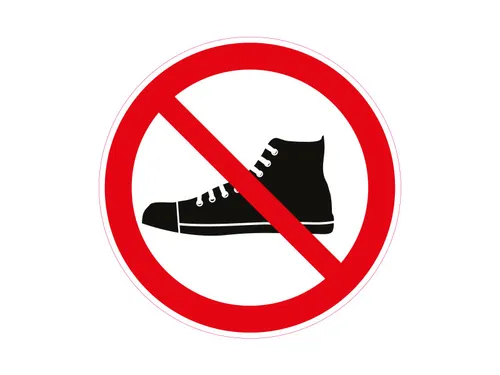 Aufkleber Warnzeichen Chucks Verboten Turnschuhe Schuhe Warnung Sticker NEU 1 x