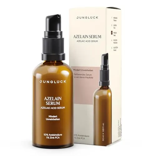 JUNGLÜCK Azelain Serum 50ml - Intensiver Feuchtigkeitsspender - Anti-Faltenprodukte für trockene Haut, vegan und ohne Duftstoffe, ideal zur Faltenminimierung und für ein strahlendes Hautbild.