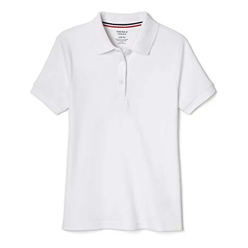 French Toast Polo para niña, Manga Corta Con Cuello Picot, Blanco, 10
