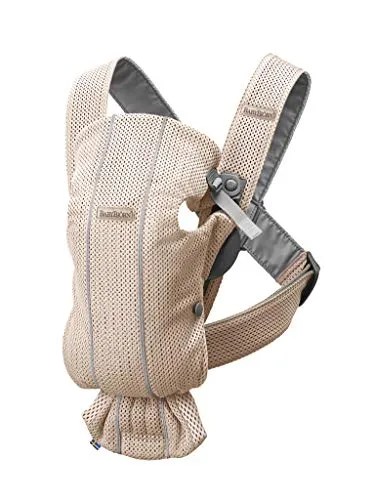 BabyBjörn Babytrage Mini, 3D-Netzstoff, Perlmuttrosa - Babytrage für Neugeborene, leicht an- und abzulegen, bietet optimalen Komfort und Unterstützung für dein Baby von 0-1 Jahren.