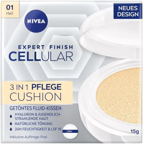 NIVEA Cellular Expert Finish 3in1 Pflege Cushion Foundation 15 ml - Hell - Die NIVEA Cellular Expert Finish 3in1 Cushion Foundation vereint Pflege und Make-up in einem. Mit integriertem Spiegel für einfache Anwendung und sofortige Frische. Ideal für ein strahlendes, natürliches Hautbild.