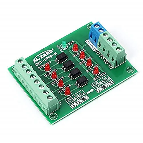 4-Kanal-Optokoppler-Isolationsmodul, 24V bis 5V 4 Kanal Optokoppler Isolator PLC Signalpegel Spannungswandler Modul