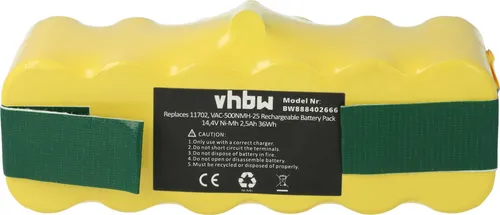 vhbw Akku kompatibel mit Auto Cleaner Intelligent Floor Vac M-488 Saugroboter (2500 mAh, 14,4 V, NiMH)