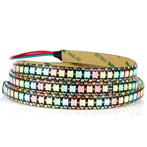 RGB LED-Streifen WS2812B 3,3 Fuß 144 Pixel/m flexibel Schwarz PCB Traumfarbstreifen IP65 Wasserdichtes DIY-Projekt (5 V)