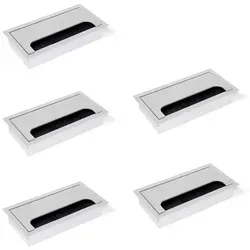 Emuca Satz von 5 Kabeldurchführungen für Quadrum Tisch, rechteckig, 159x80mm - Kabeldurchführungen aus matt eloxiertem Aluminium, ideal für Büroschreibtische. Verstecken Sie Kabel unterschiedlicher Dicke mit abnehmbarer Abdeckung und einfachem Zugang.