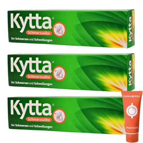 Kytta Schmerzsalbe bei Schmerzen und Schwellungen, Muskelschmerzen, Kniegelenkschmerzen, Zerrungen Verstauchungen I mit Beinwell Extrakt I Sparset mit Pharma Perle give-away (3 x 150g)