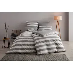 OTTO products Wendebettwäsche Big Stripe, 2-teilig - Bettwäsche-Sets aus 100% GOTS-zertifizierter Bio-Baumwolle, hautfreundlich und pflegeleicht. Stilvolles Streifen-Design in Melange-Optik für ein modernes Schlafzimmer!