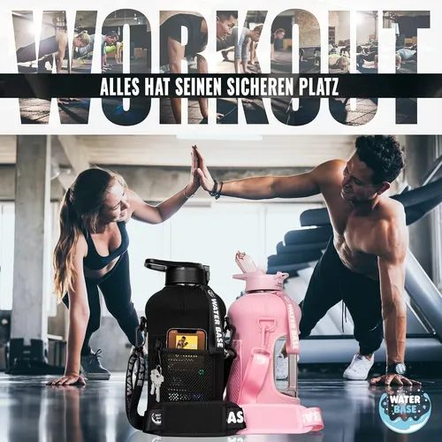 Water Base 2,2 l Trinkflasche mit Neoprenhülle, Seitentaschen und Schultergurt