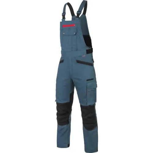 WÜRTH MODYF Arbeitslatzhose Nature - professionelle Arbeitshose für Herren - Latzhose mit Knieschutztaschen - in der Größe 110 in Blau