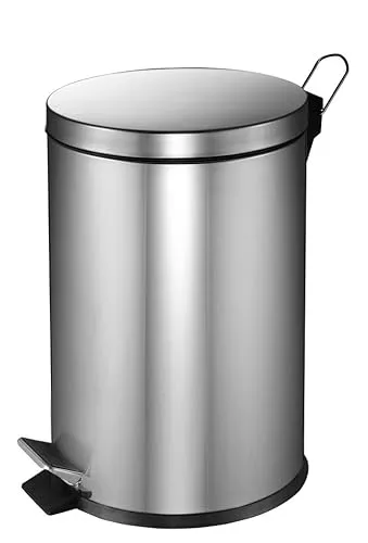 TrendLine Tretabfalleimer 12 l Edelstahl - Eleganter Kosmetikeimer - Abfallbehälter fürs Bad mit 12 l Volumen. Der stilvolle Edelstahl-Look und der hygienische Tretmechanismus sorgen für mühelose Müllentsorgung und passen perfekt in jedes moderne Zuhause.