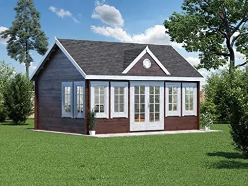 Alpholz Gartenhaus Clockhouse-XL aus Massiv-Holz - 44 mm Wandstärke - Holzhäuser: Robustes Gartenhaus mit 44 mm Wandstärke, massiver Dachkonstruktion und inklusive Montagematerial. Acht Fenster sorgen für viel Tageslicht und eine ansprechende Gestaltung.