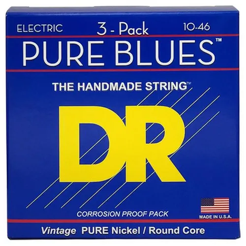 DR Strings Pure Blues PHR-10 3Pack - Elektrogitarren-Saiten, 3-Pack mit warmem, bluesigem Klang und hervorragender Spielbarkeit für den echten Blues-Sound.