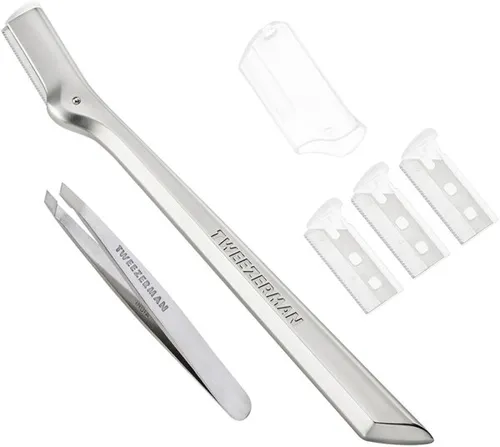 Tweezerman Brow Razor & Mini Tweezer Set - Tweezerman Augenbrauen Set für präzise Haarentfernung. Mit handgeschliffenen Pinzettenspitzen und einem effizienten Brow Razor für schmerzfreie Nachbesserungen.