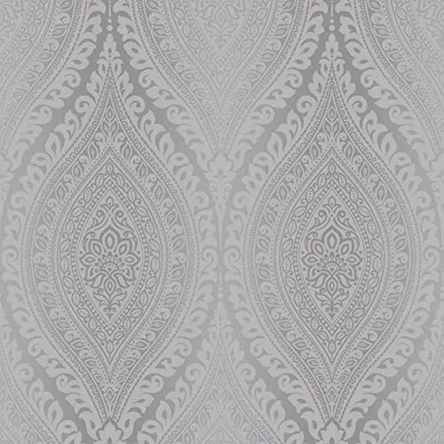 EUR 3,19/qm / Tapete Grandeco Ornamente Glitzer A17703 Kismet Silver Silber