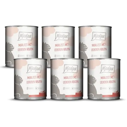 MjAMjAM Premium Nassfutter für Katzen - Herzhaftes 6er Pack (6 x 800 g) - MjAMjAM: Getreidefreies Nassfutter mit hohem Fleischanteil, perfekt für die artgerechte Ernährung Ihrer Katze. Regional und kontrolliert für höchste Qualität und Tierwohl.