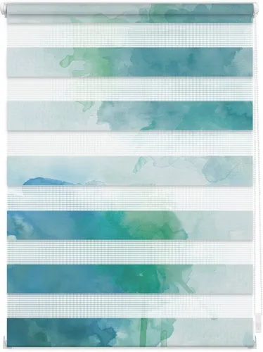 LICHTBLICK ORIGINAL Doppelrollo Duo Rollo Aquarell - Doppelrollo mit Lichtschutz und praktischem Klemmfix ohne Bohren, ideal für große Fensterflächen. Beidseitig bedruckt mit einem stilvollen Aquarellmotiv.