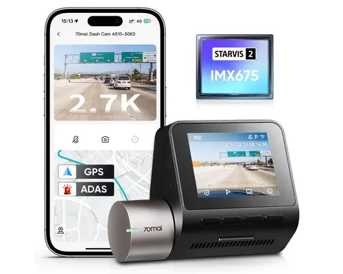 70mai A510 Dashcam: 2,7K Autokamera mit WLAN und GPS - Dashcam mit 2,7K Auflösung und Super Nachtsicht, ideal für sicheres Fahren bei Tag und Nacht. Ausgestattet mit G-Sensor und ADAS für zusätzliche Sicherheit.
