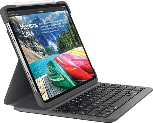 Logitech SLIM FOLIO PRO Tastatur für iPad Pro 11 Zoll - Tastatur & Cover für iPad Pro 11 Zoll, leicht, mit Hintergrundbeleuchtung und integriertem Apple Pencil Halter für optimalen Schutz und Komfort beim Tippen.