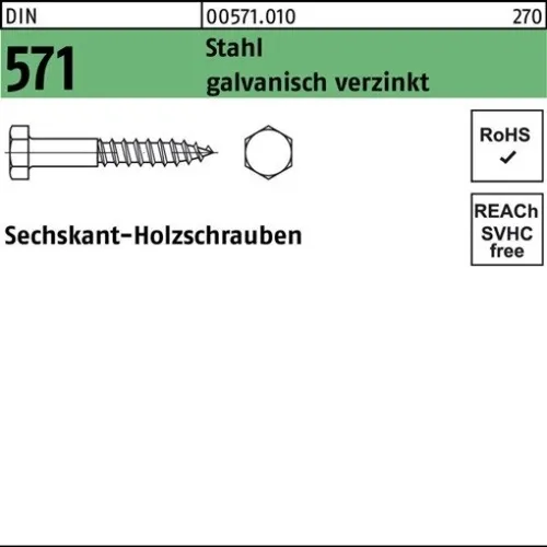 100er PACK(Stk)  000571001000100045 Sechskantholzschraube DIN 571 10 x 45 Stahl