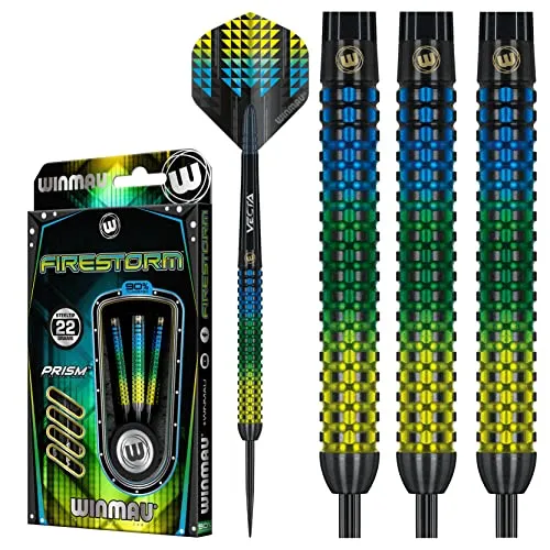 Winmau Firestorm 1472 Steeldart - 22g - Pfeile mit radikalem Design und neuester Mill-Grip-Technologie für optimalen Grip und Präzision beim Spielen.
