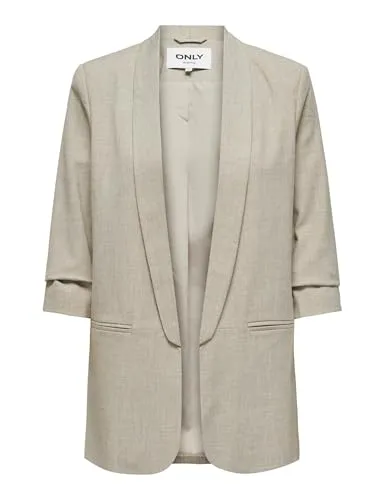 ONLY Women's ONLELLY 3/4 Life TLR NOOS Blazer, White Pepper - Damen Blazer mit Reverskragen und praktischen Vordertaschen, aus leichtem Polyesterfutter für hohen Tragekomfort, ideal für elegante Anlässe.